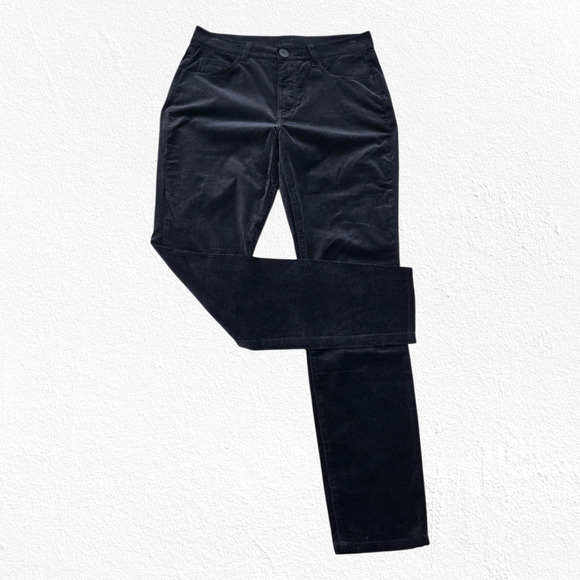 Cabi Black Velour Mid Rise Straight Leg Gala Velvet Stretch Pants Size 8 - Picture 2 of 8
